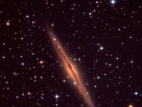 20140929 NGC891 LRGB 12x5m  Here is my interpretation of NGC 891.  In the beginning of Fall the constellation of Andromeda rises and it brings within it NGC891 a beautiful edge-on spiral galaxy.  NGC 891 is about 30 million light years away but it is quite bright so it is visible in moderate size telescopes.  This image is composed of 1 hour each of Luminance, Red, Green and Blue (LRGB) light for a total of 4 hours of exposure. Image Details: Date:9/29/14 Location: Hutville, OH Mount: Paramount ME Camera: Apogee CG16M Optics: Planewave CDK-17 Exposure: L=R=G=B = 12x300 secs Processing: PixInsight