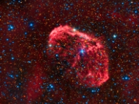 20140829-NGC6888-Crescent-HaRGB-8x5mins  Here is my interpretation of another nebula in the constellation of Cygnus (the Swan), it is NGC6888 the Crescent Nebula.  Most of the nebula is composed of excited hydrogen so this image was made using 45 minutes of exposure of Red, Green, Blue and Hydrogen alpha for each color.  The Crescent is quite faint and cannot be seen with the naked eye but an OIII filter will make it quite evident even in smaller telescopes.  The middle star that energizes this nebula is a Wolf-Rayet class.  This complex near the center of the constellation is around 5000 light-years away.  Date:8/29/14 Location: Hutville, OH Mount: Paramount ME Camera: Apogee CG16M Optics: Planewave CDK-17 Exposure: Ha=R=G=B = 9x300 secs Processing: PixInsight