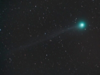 20150113 Comet Lovejoy 16x30s  On the frigid night off January 14, 2015 it finally cleared up enough to allow me to image C/2014Q2 Comet Lovejoy. It was clearly visible with binoculars and I was hoping to get some detail by taking an image. I was not disappointed. This is a composite of 16 - 30-second images taken with a Canon T5i through a 200mm lens. The tail is phenomenal.